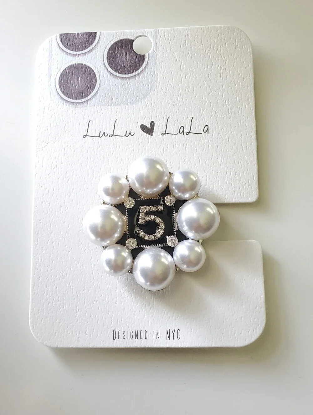 Phone Grip - Pearl Cluster Number 5 Popsocket with Crystal Accents